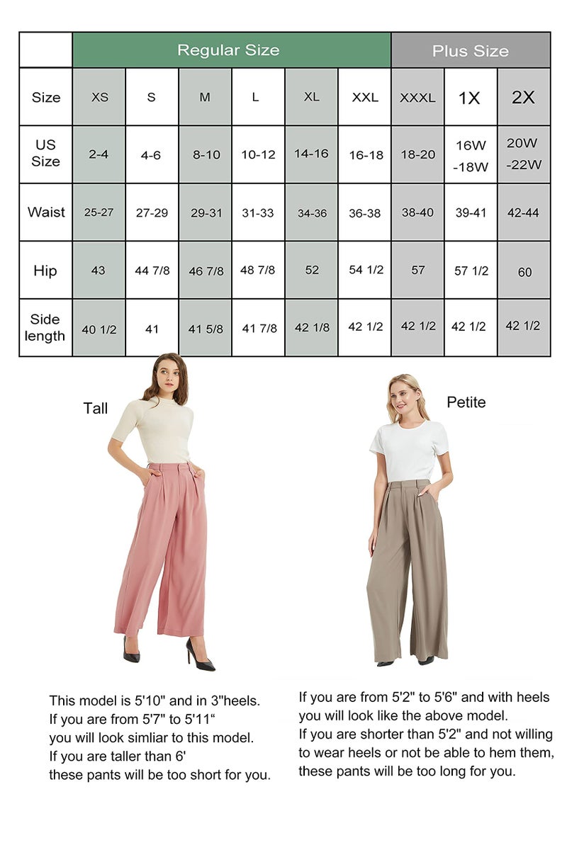 Tronjori Women High Waist Casual Wide Leg Long Palazzo Pants Trousers Regular Size(XL, White Dot) - Image 5